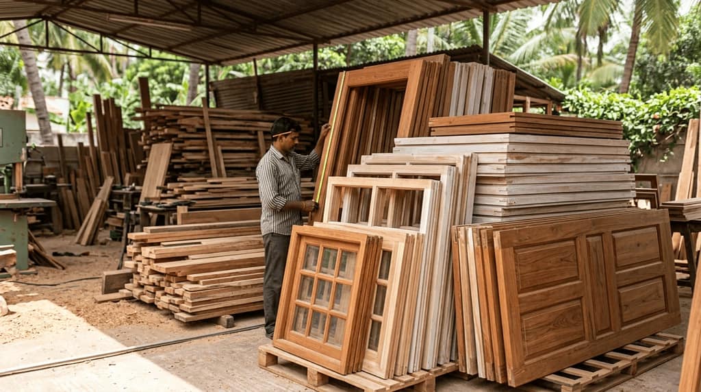 wooden windows and door frames